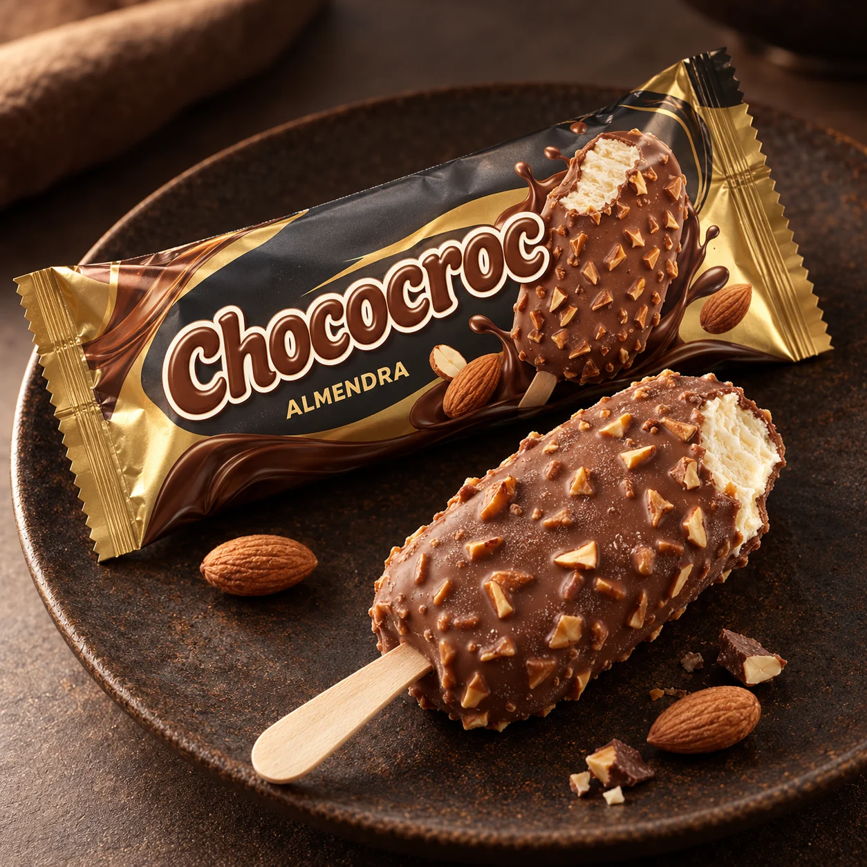 CHOCOCROC: helado de chocolate y almendra