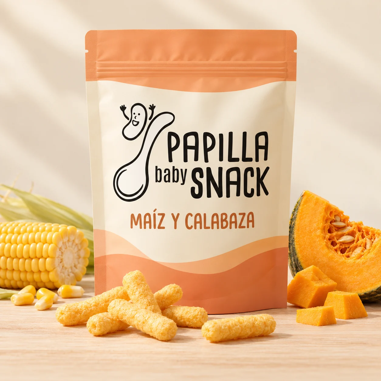 PAPILLA baby SNACK: maíz y calabaza